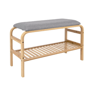 Bench Dure Bamboo with Grey Fabric
