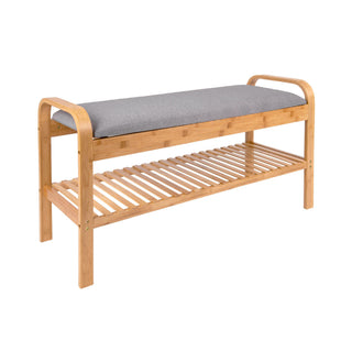 Bench Arh Bamboo with Grey Fabric